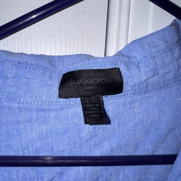 Magaschoni Light Blue Casual Button Down Shirt - Picture 2 of 4